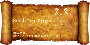 Koháry Kinga névjegykártya