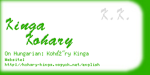 kinga kohary business card